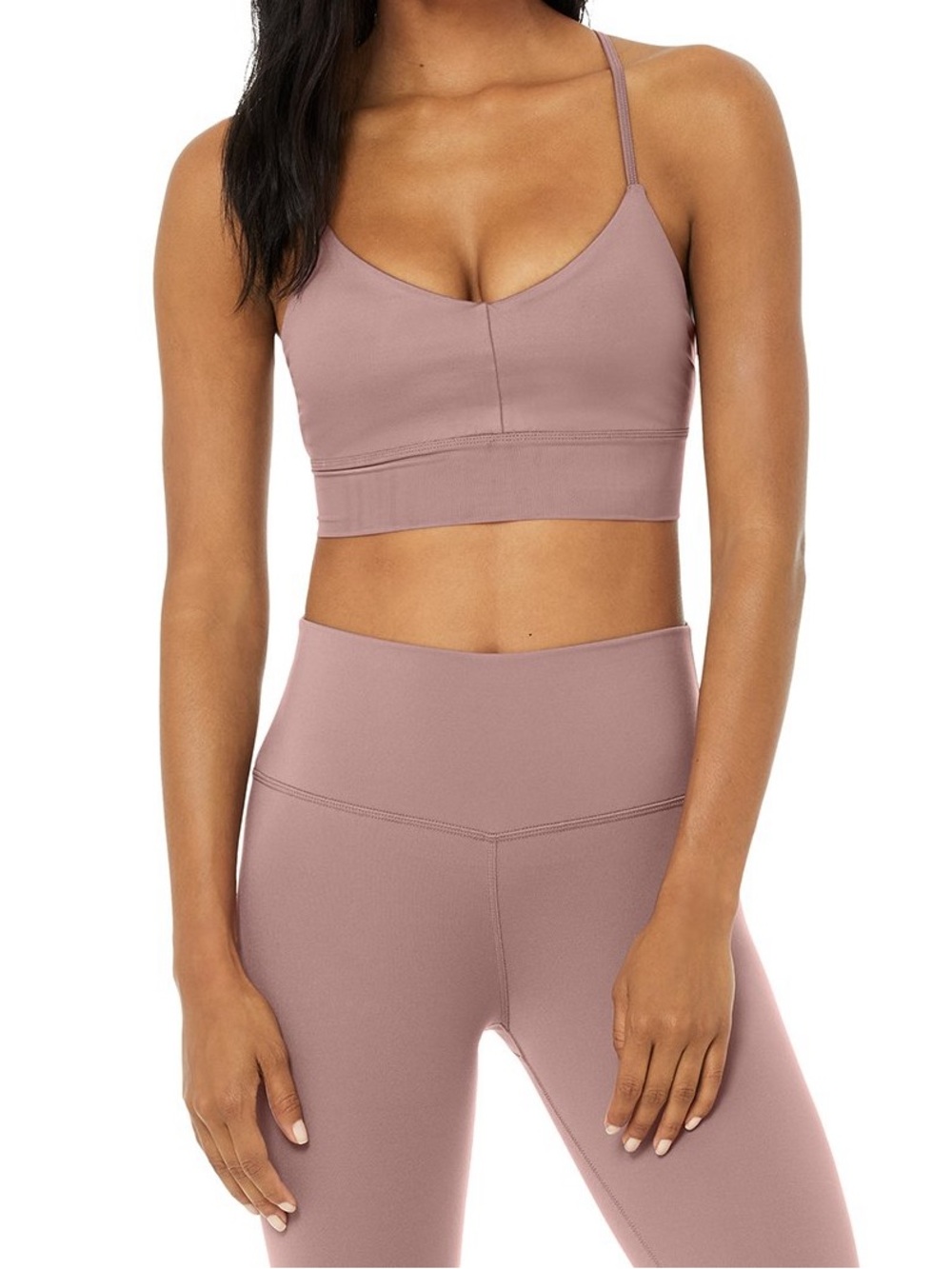 Alo Yoga Dusted Plum Set XS (Airbrush High-Waist 7/8 Leggings & Lavish Bra)